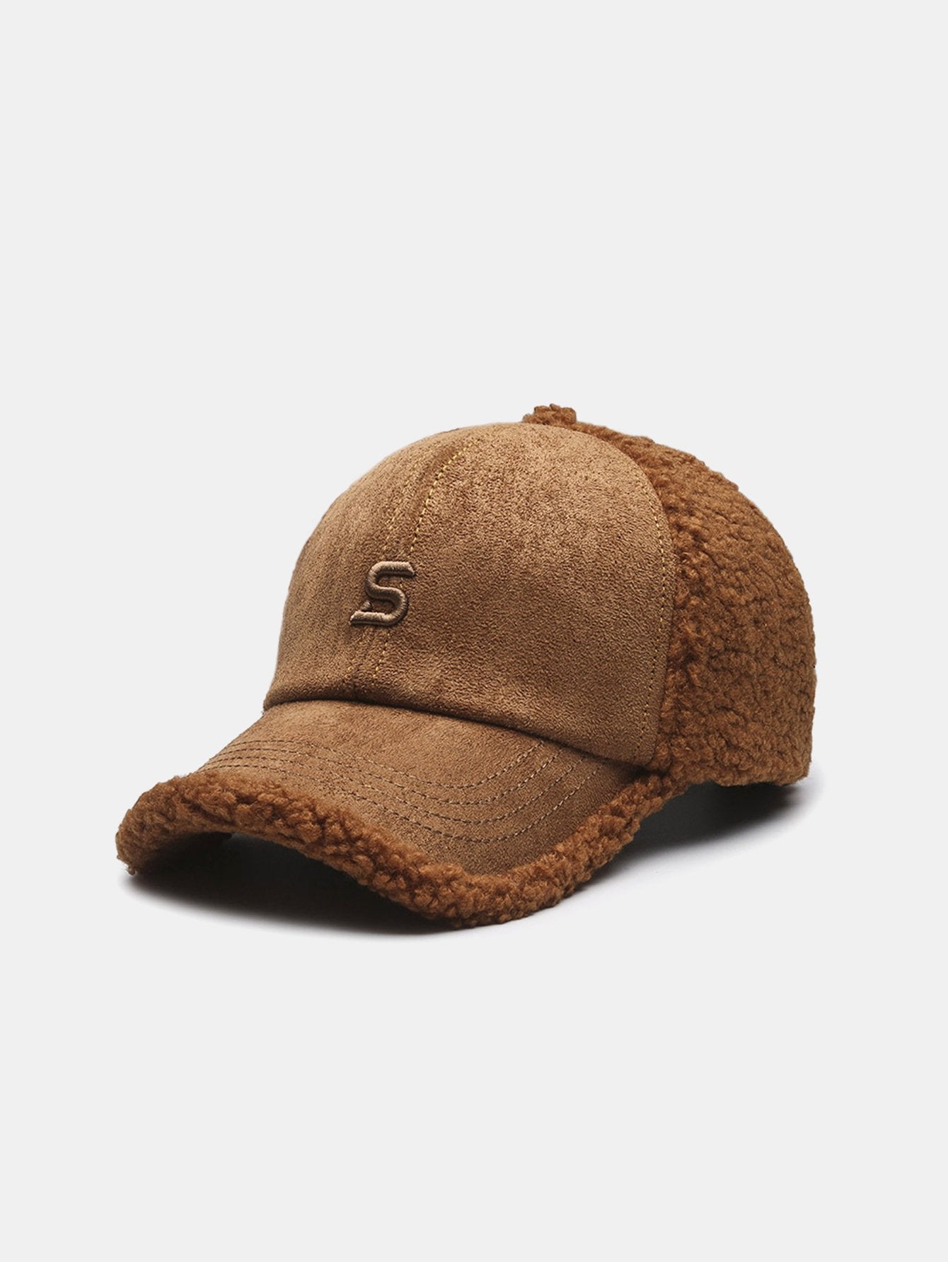 Embroidery Letter Plush Warm Baseball Cap