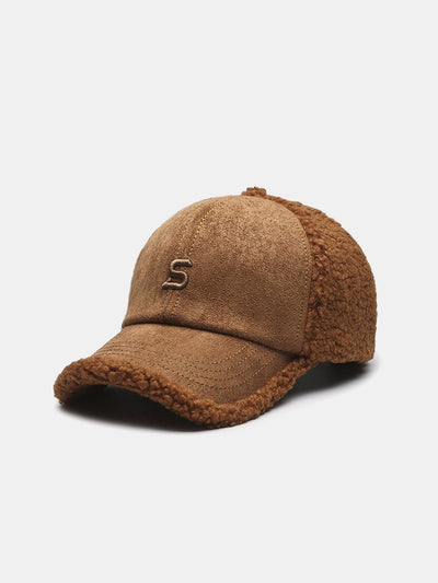 Embroidery Letter Plush Warm Baseball Cap