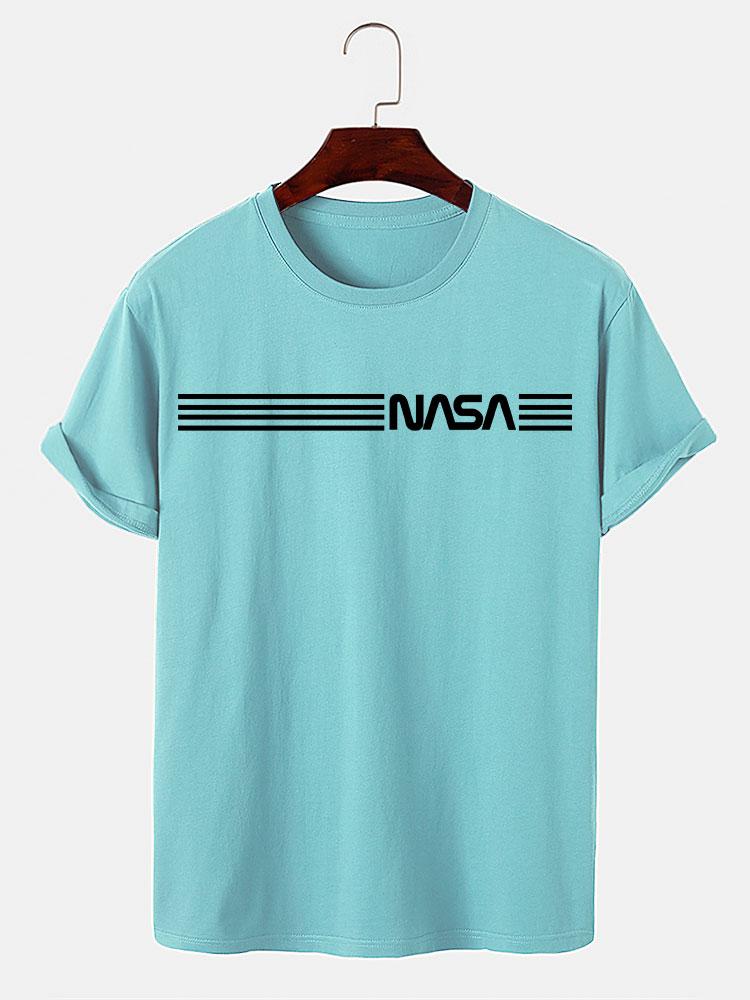Nasa Stripe Print T-Shirts