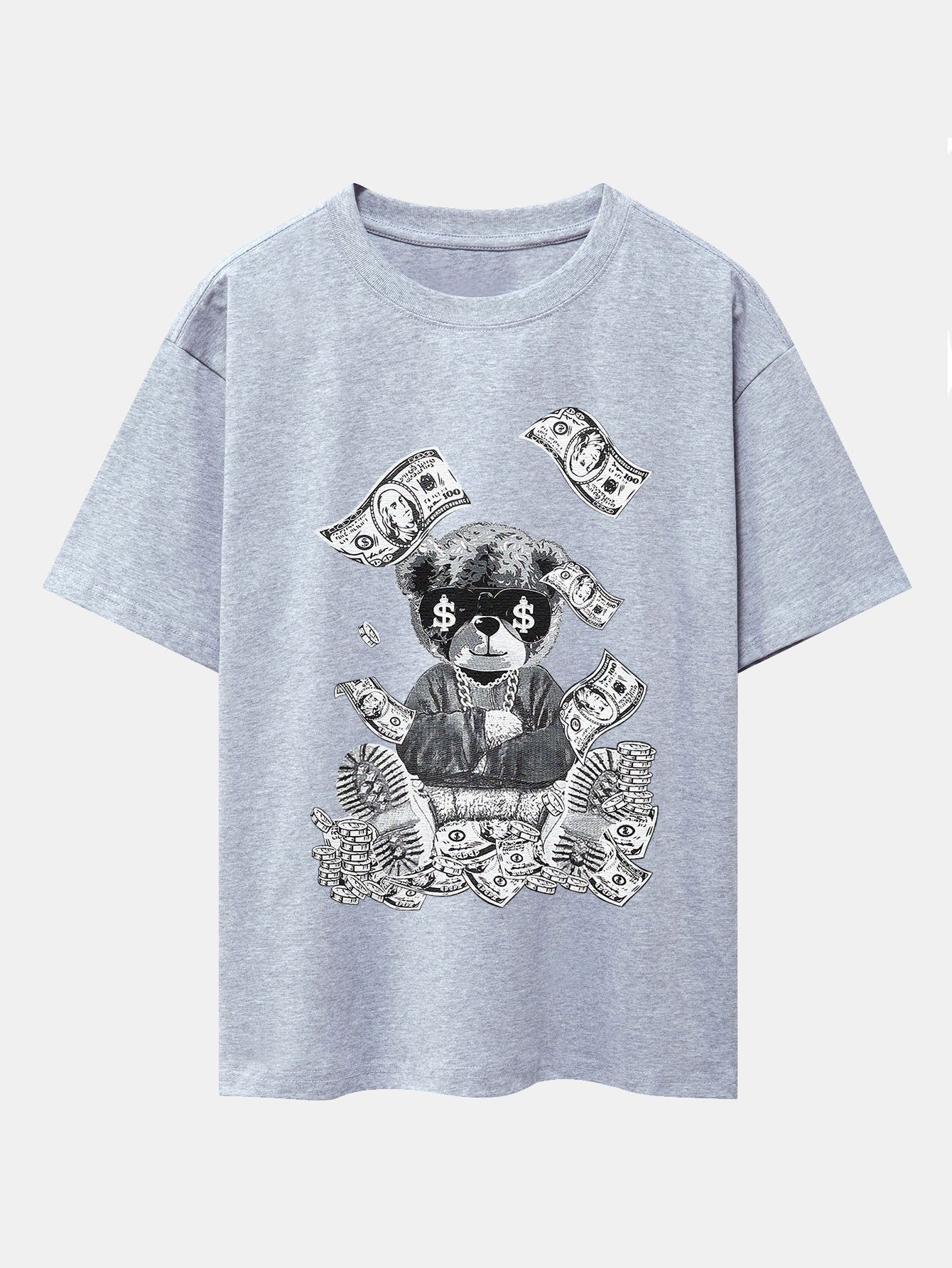 Money Bear Print Drop Shoulder Oversize T-Shirt