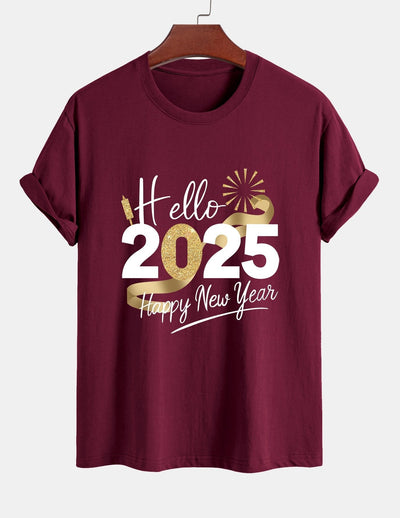 Regular Fit New Year 2025 Print Cotton T-Shirt