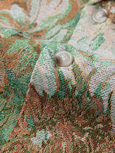 Painted Floral Jacquard Cuban Shirt