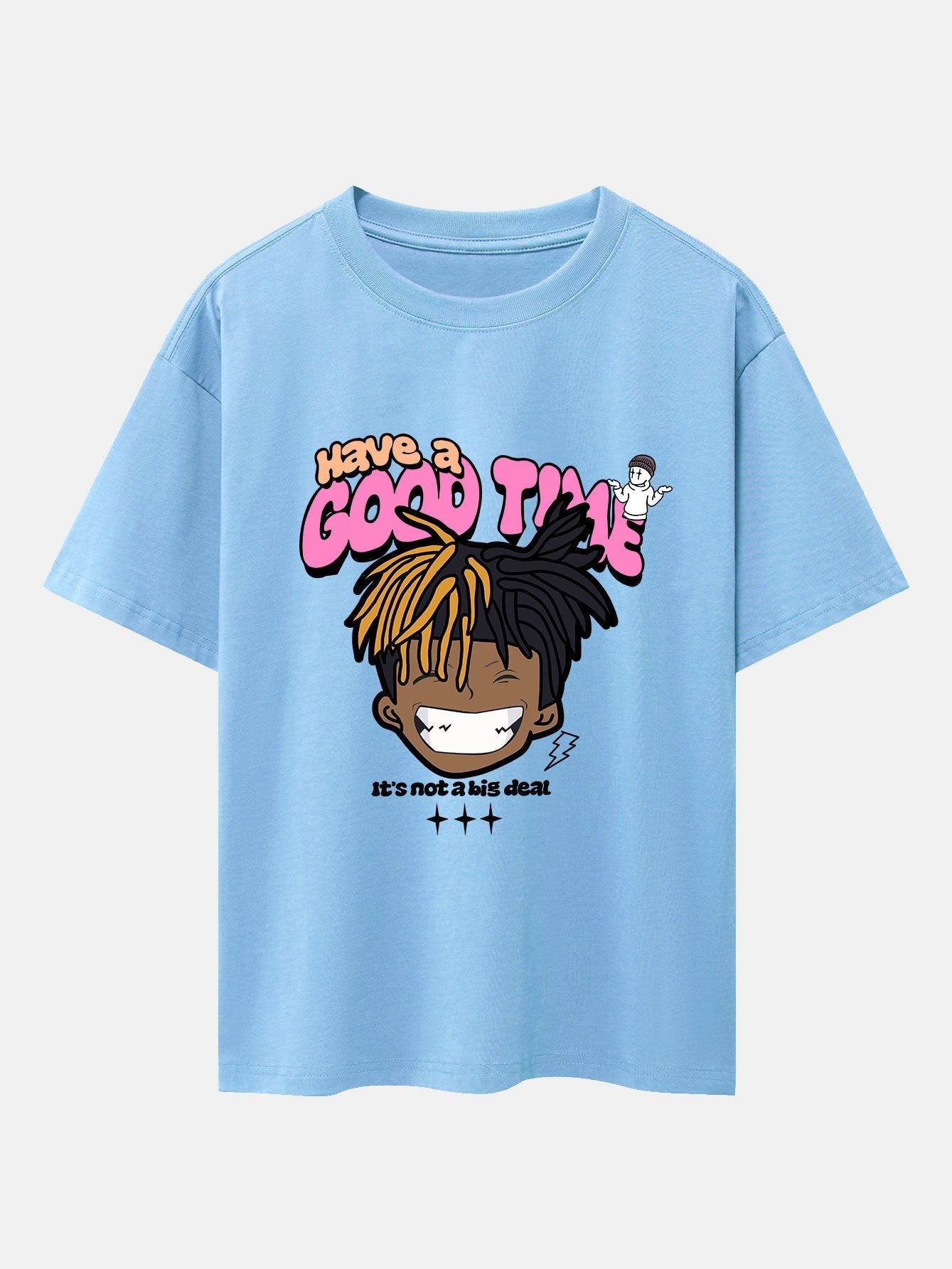 Cartoon Character Slogan Print Drop Shoulder Oversize T-Shirt