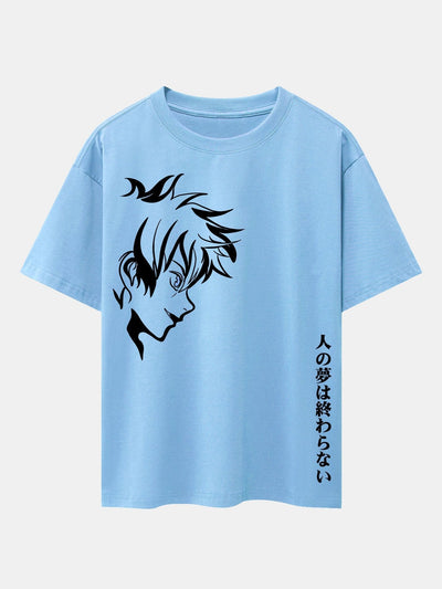Comic Male Slogan Print Drop Shoulder Oversize T-Shirt
