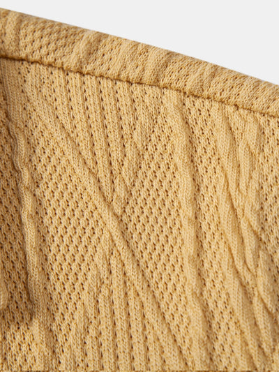 Knitted Geometric Textured Cuban Shirt