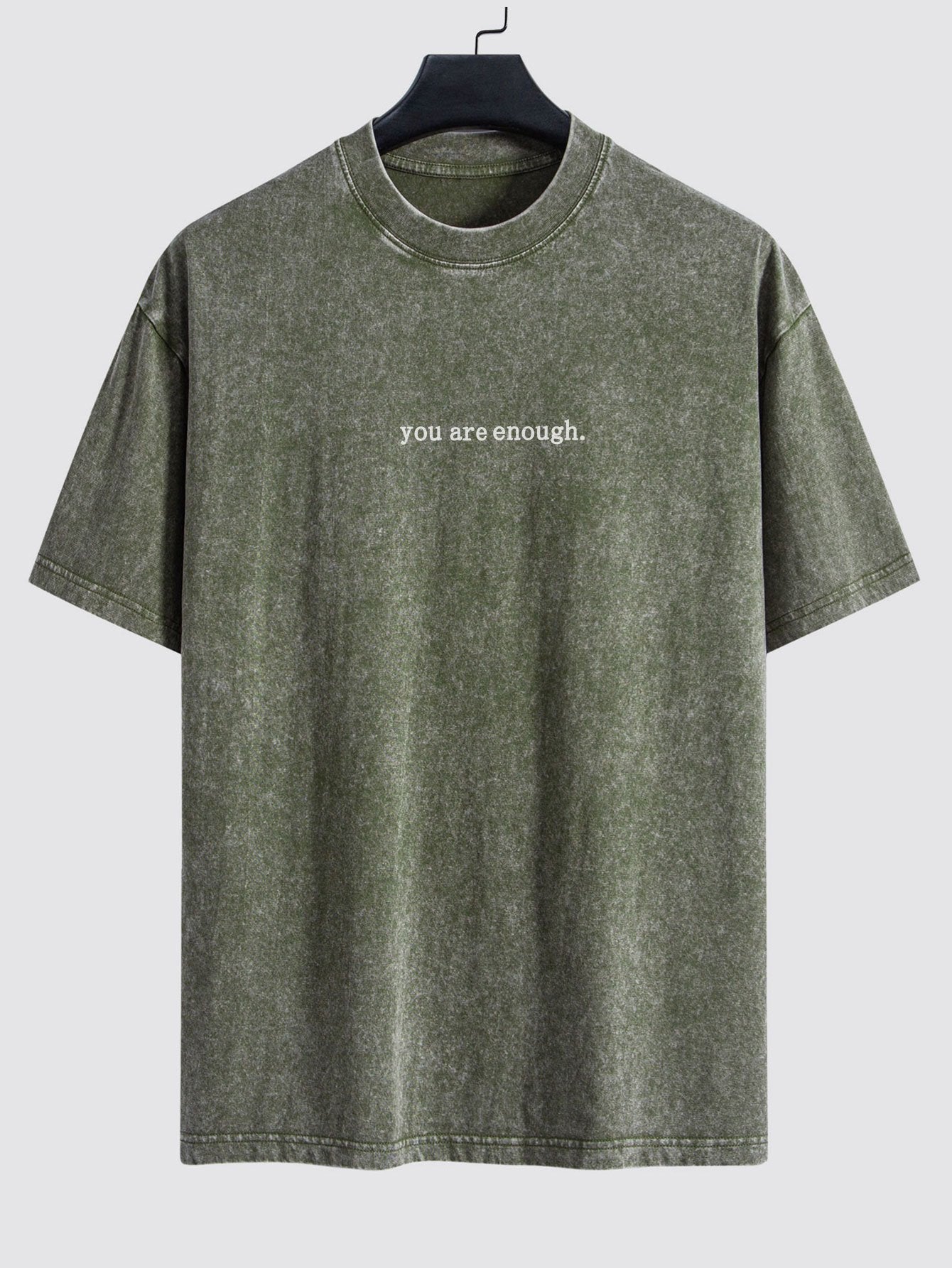 Slogan Print Washed Distressed Drop Shoulder T-Shirt