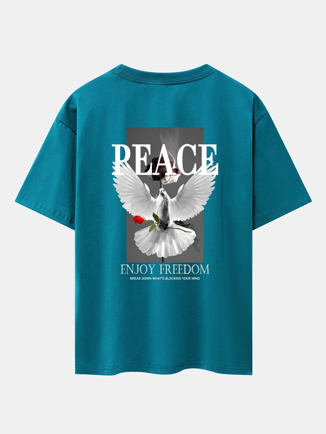 Dove Rose Slogan Back Print Drop Shoulder Oversize T-Shirt