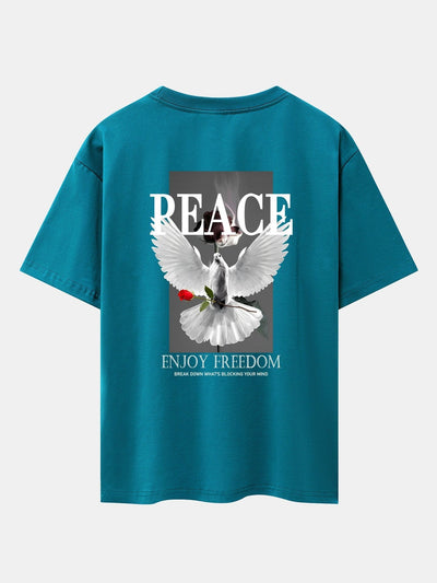Dove Rose Slogan Back Print Drop Shoulder Oversize T-Shirt