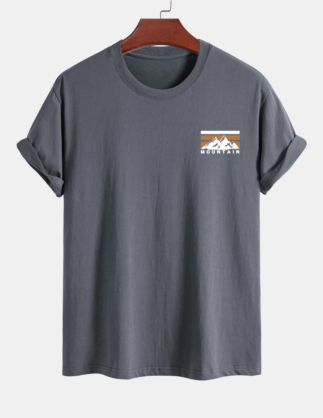 Regular Fit Stripe Mountains Print Cotton T-Shirt