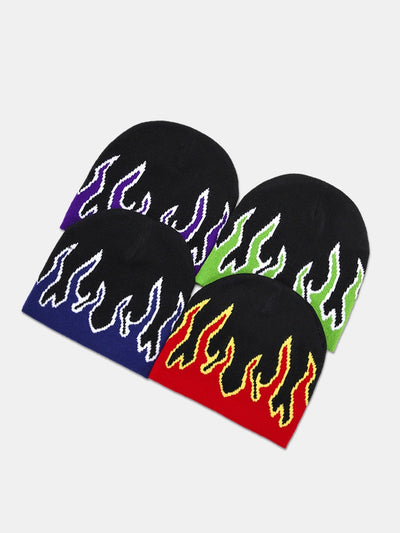 Street Hip-hop Style Flame Pattern Decorative Knitted Hat