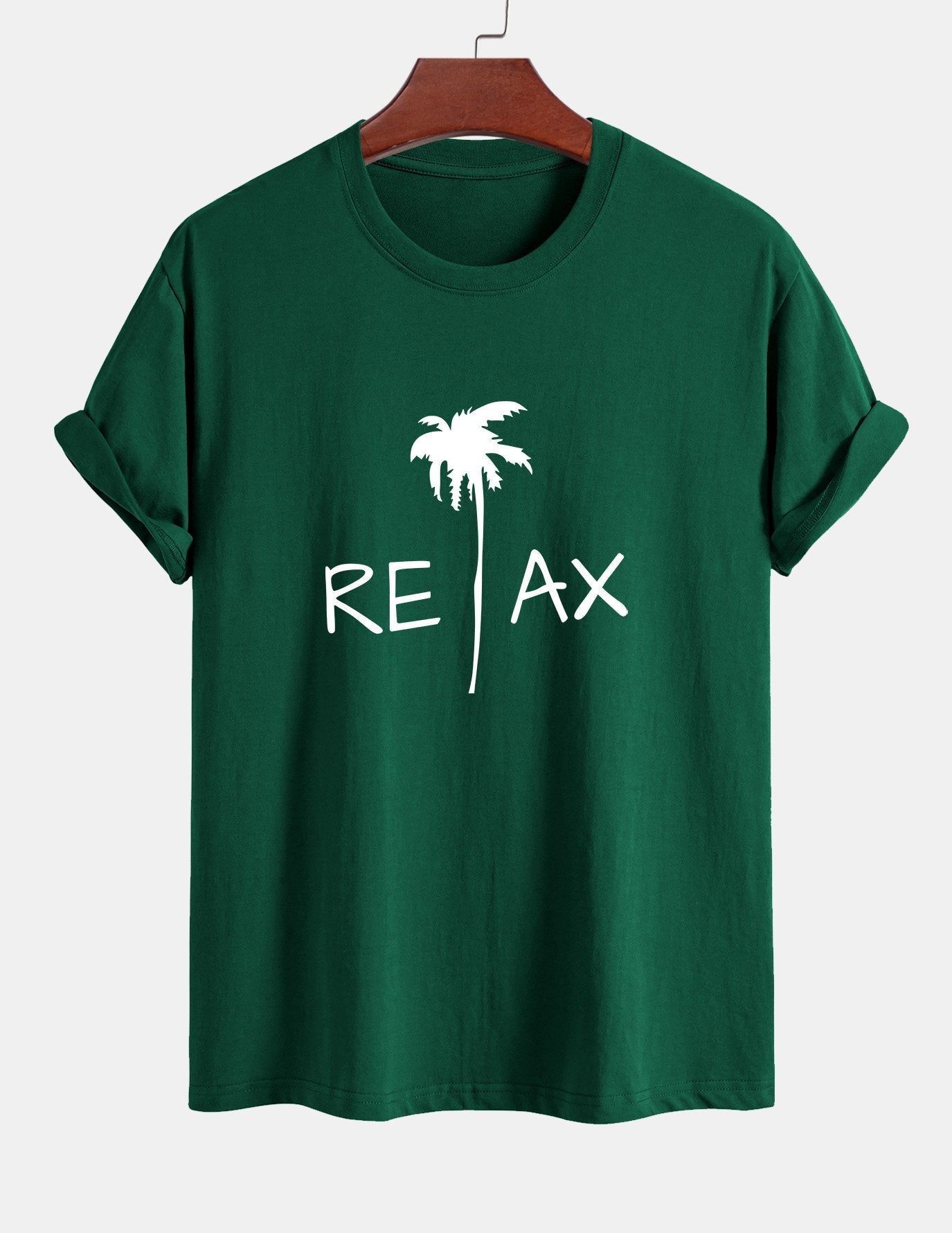 Regular Fit Relax Palm Tree Print Cotton T-Shirt