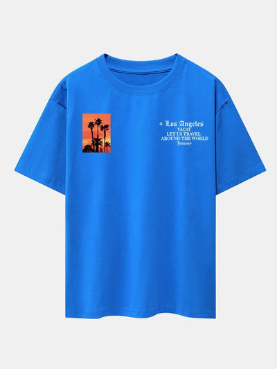 Palm Tree Slogan Print Drop Shoulder Oversize T-Shirt