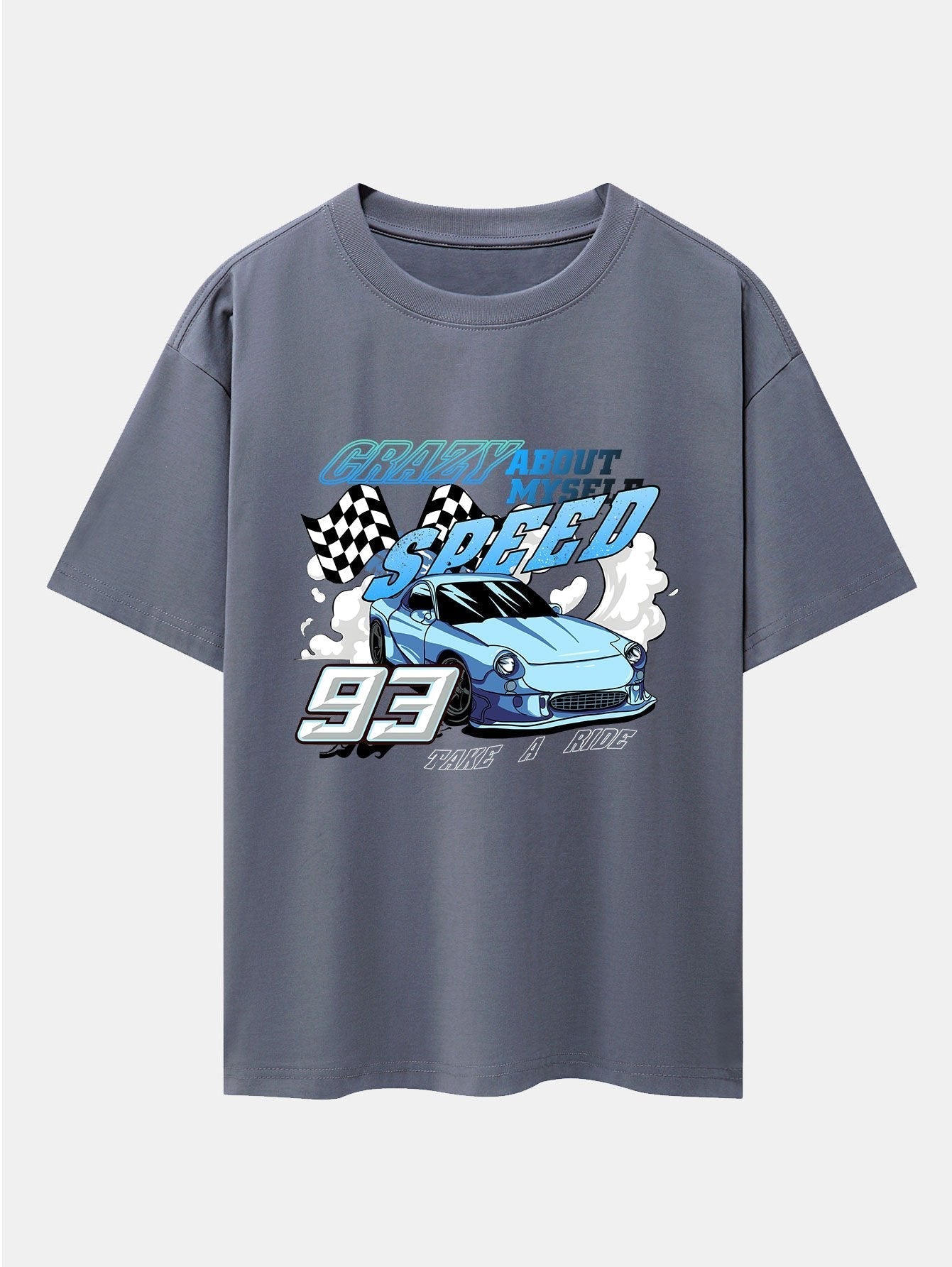 Crazy Speed Car Print Drop Shoulder Oversize T-Shirt