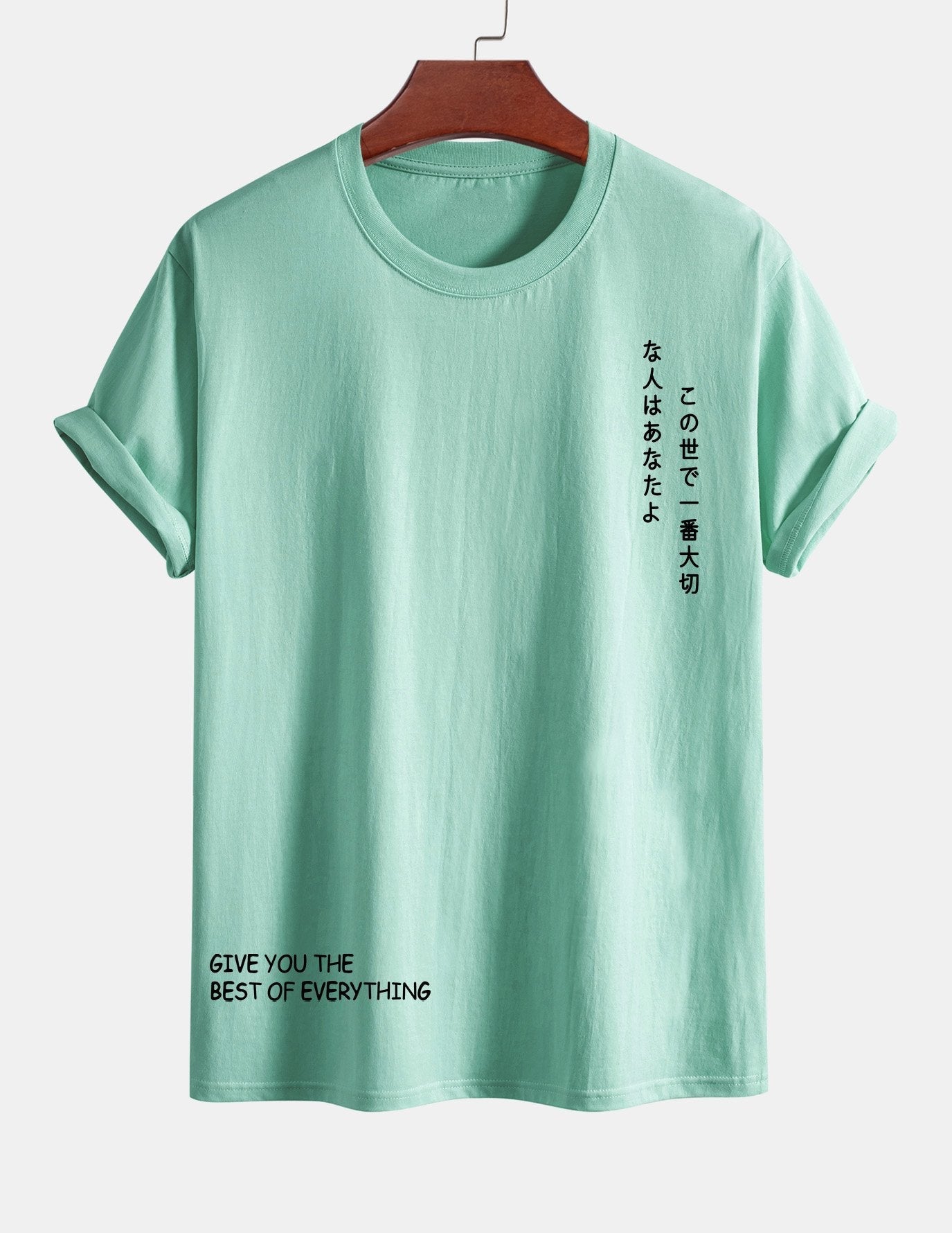 Regular Fit Japanese Slogan Print Cotton T-Shirt