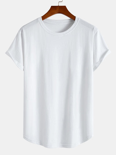 Slogan Back Print Cotton Arc Hem T-Shirt