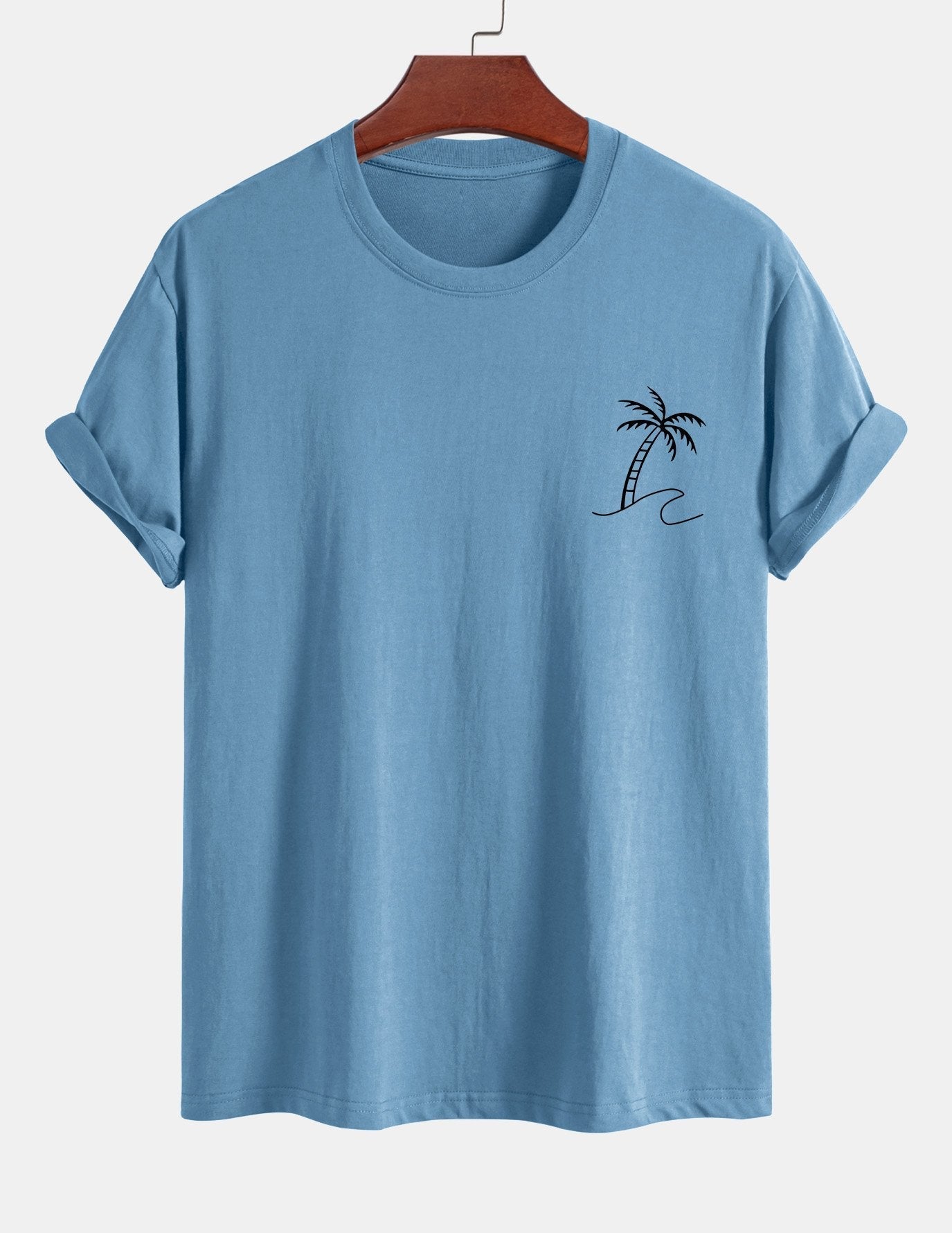 Regular Fit Palm Tree Print Cotton T-Shirt