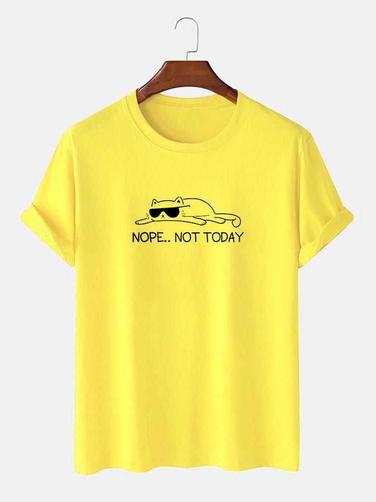 Nope Not Today Cat Print T-Shirt