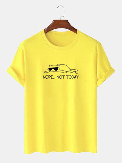 Nope Not Today Cat Print T-Shirt