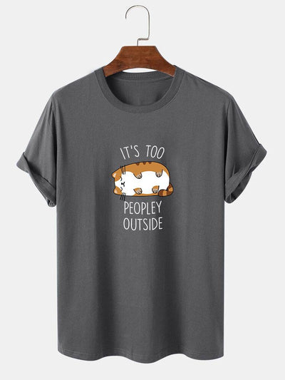 Sleepy Cat Print T-Shirt
