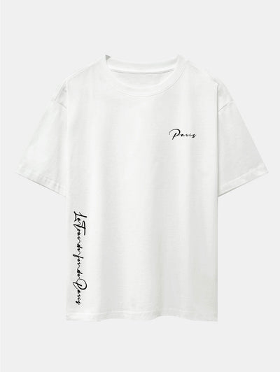 Paris Print Drop Shoulder Oversize T-Shirt