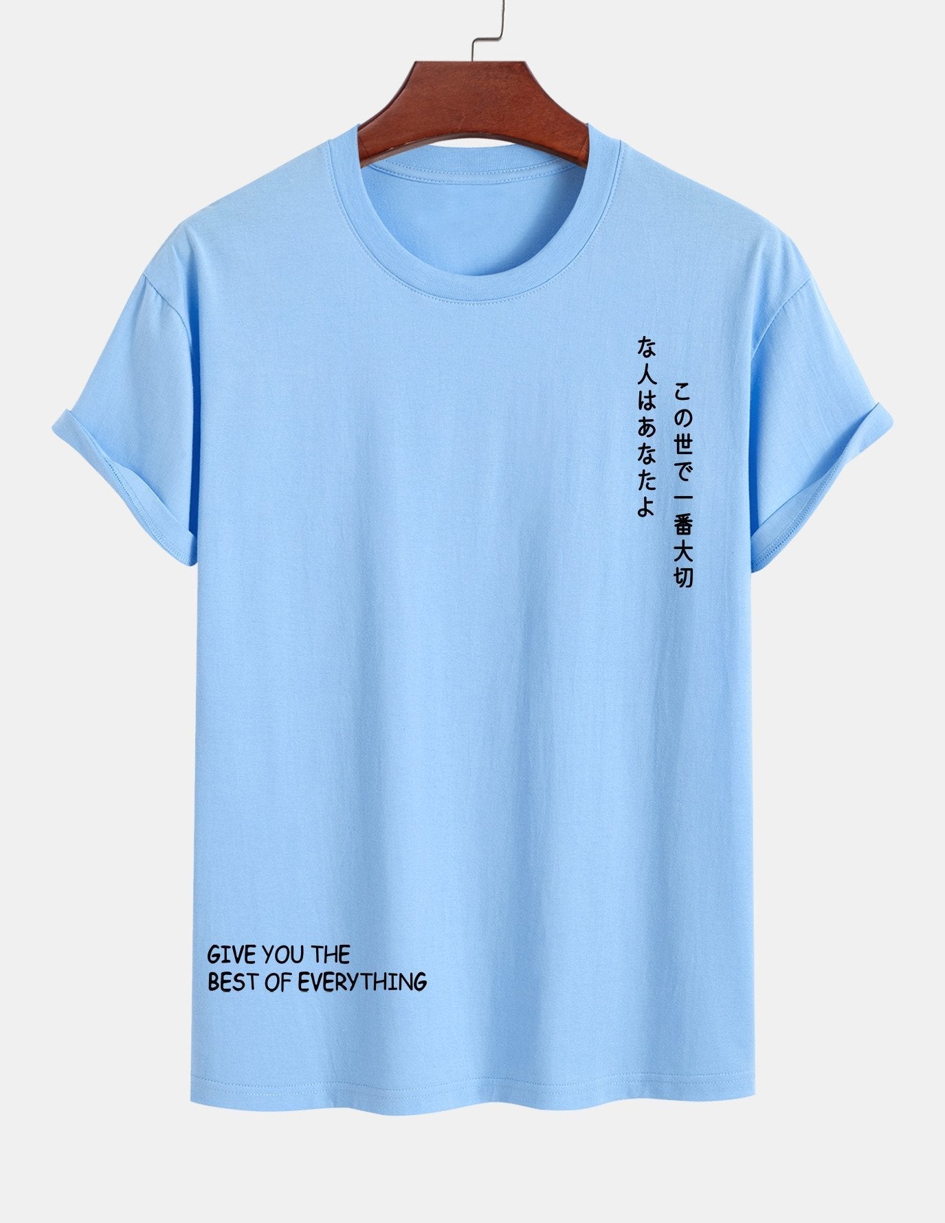 Regular Fit Japanese Slogan Print Cotton T-Shirt