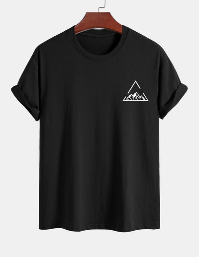 Regular Fit Mountain Print Cotton T-Shirt