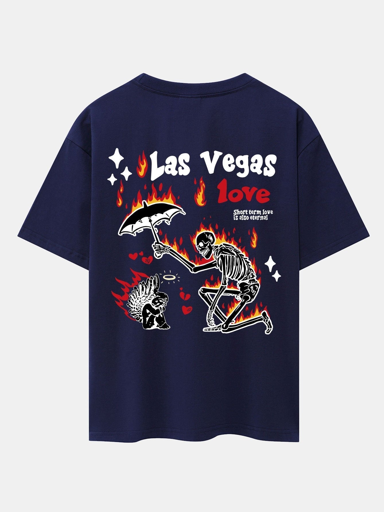 Skeleton And Angel Back Print Drop Shoulder Oversize T-Shirt