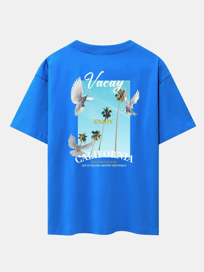 California Dove Back Print Drop Shoulder Oversize T-Shirt