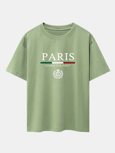 Paris Slogan Print Drop Shoulder Oversize T-Shirt