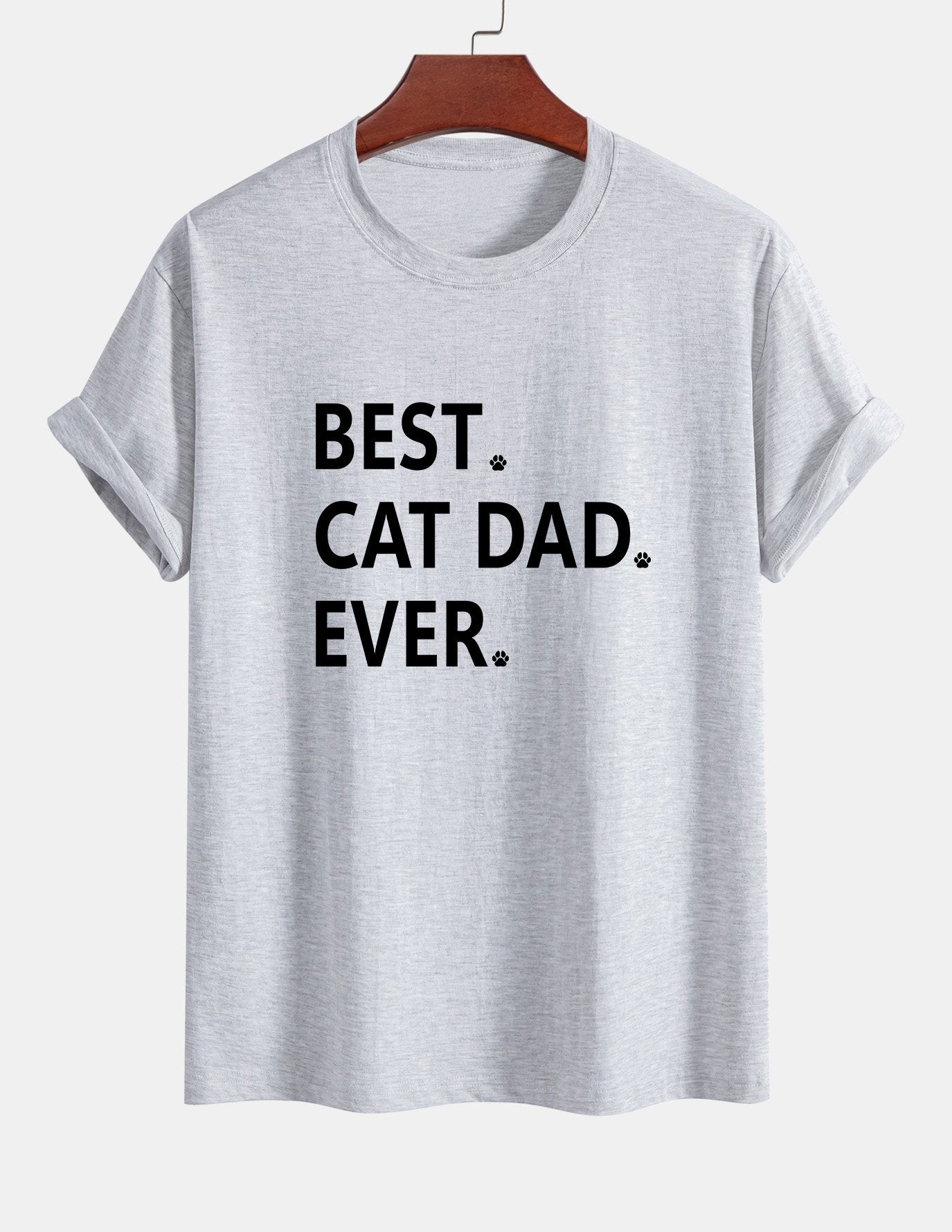 Regular Fit Best Cat Dad Ever Print Cotton T-Shirt