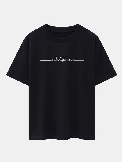Handwritten Word Print Drop Shoulder Oversize T-Shirt