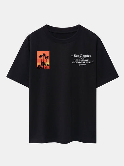 Palm Tree Slogan Print Drop Shoulder Oversize T-Shirt