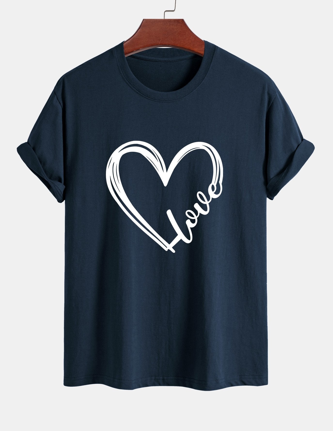 Regular Fit Heart Print Cotton T-Shirt