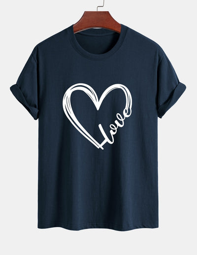 Regular Fit Heart Print Cotton T-Shirt