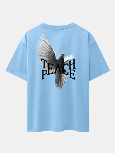Pigeon Slogan Back Print Drop Shoulder Oversize T-Shirt