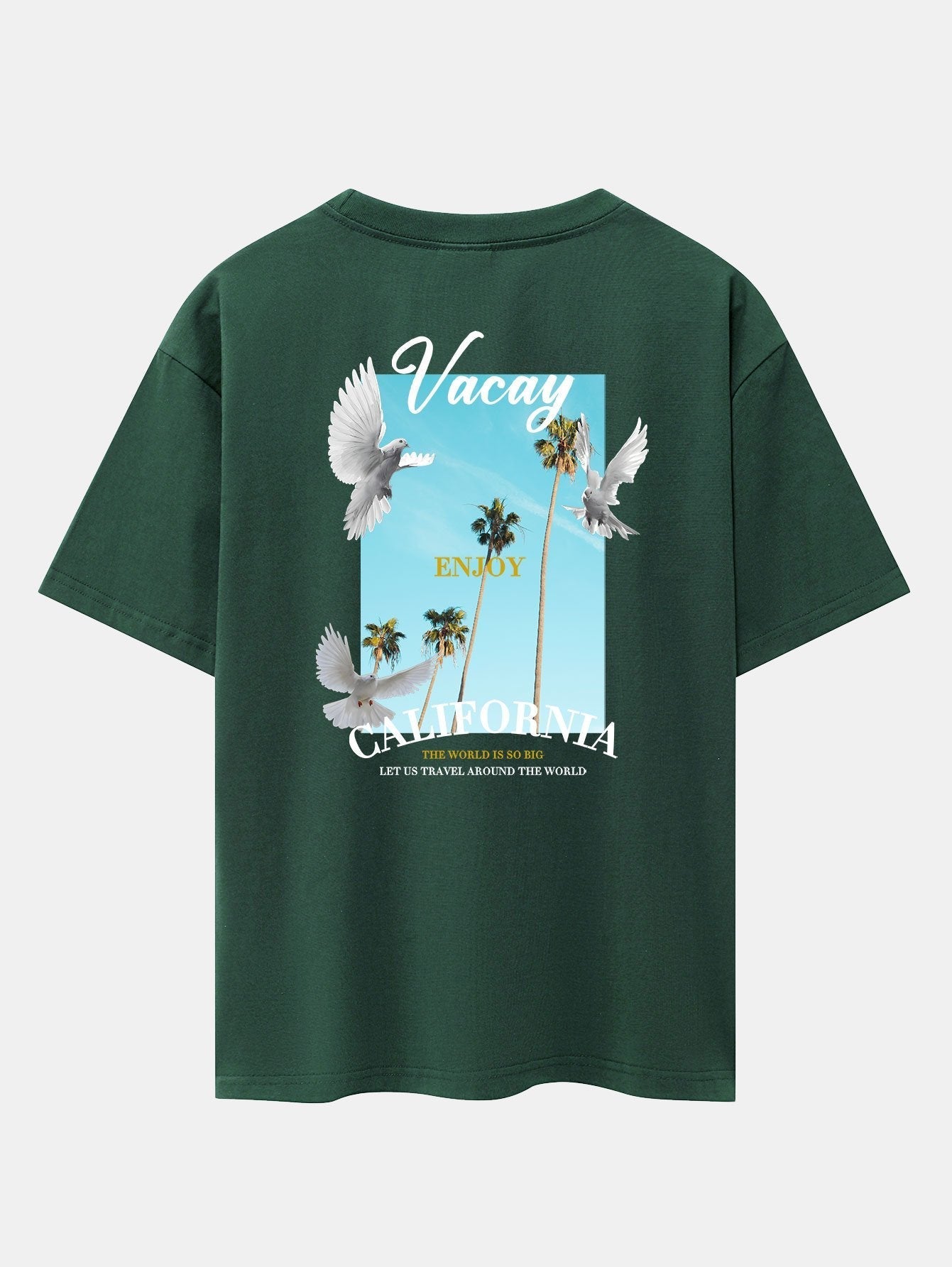 California Dove Back Print Drop Shoulder Oversize T-Shirt