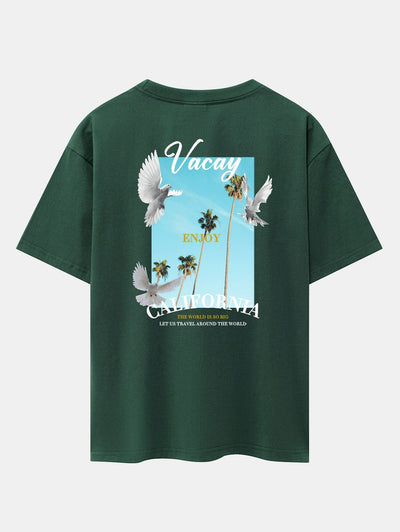 California Dove Back Print Drop Shoulder Oversize T-Shirt