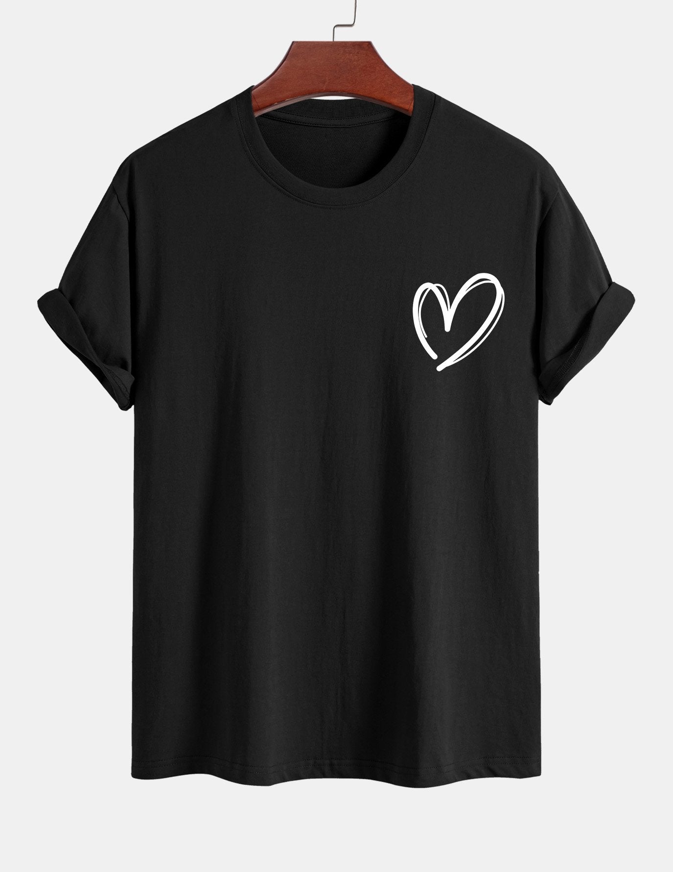 Regular Fit Heart Print Cotton T-Shirt