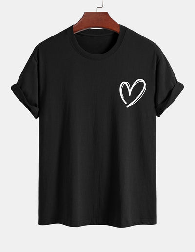 Regular Fit Heart Print Cotton T-Shirt