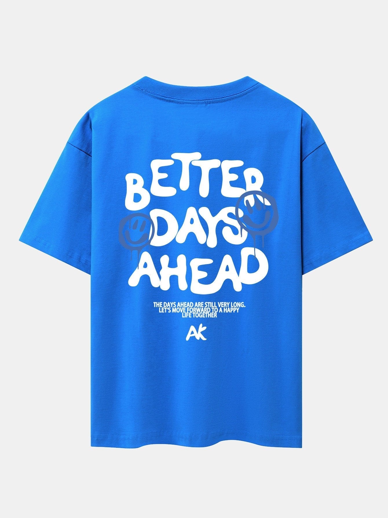 Smiley Slogan Back Print Drop Shoulder Oversize T-Shirt