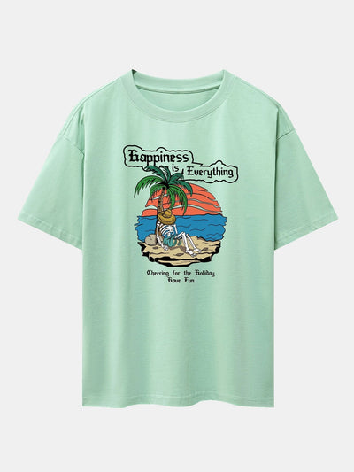 Skull Island Print Drop Shoulder Oversize T-Shirt