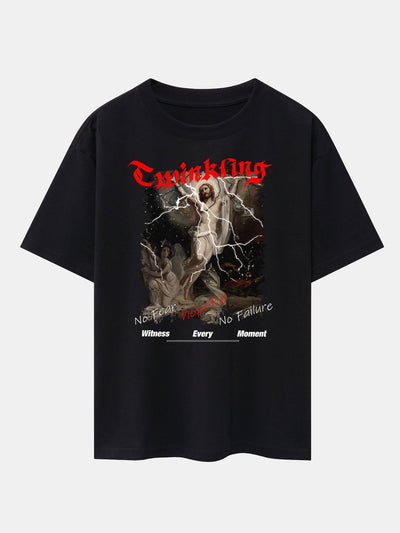 Jesus Portrait Print Drop Shoulder Oversize T-Shirt