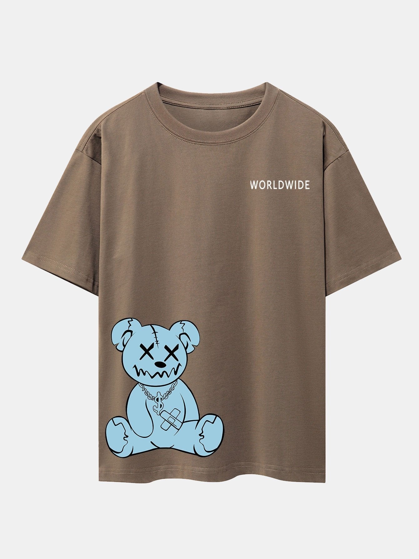Worldwide Bear Print Drop Shoulder Oversize T-Shirt