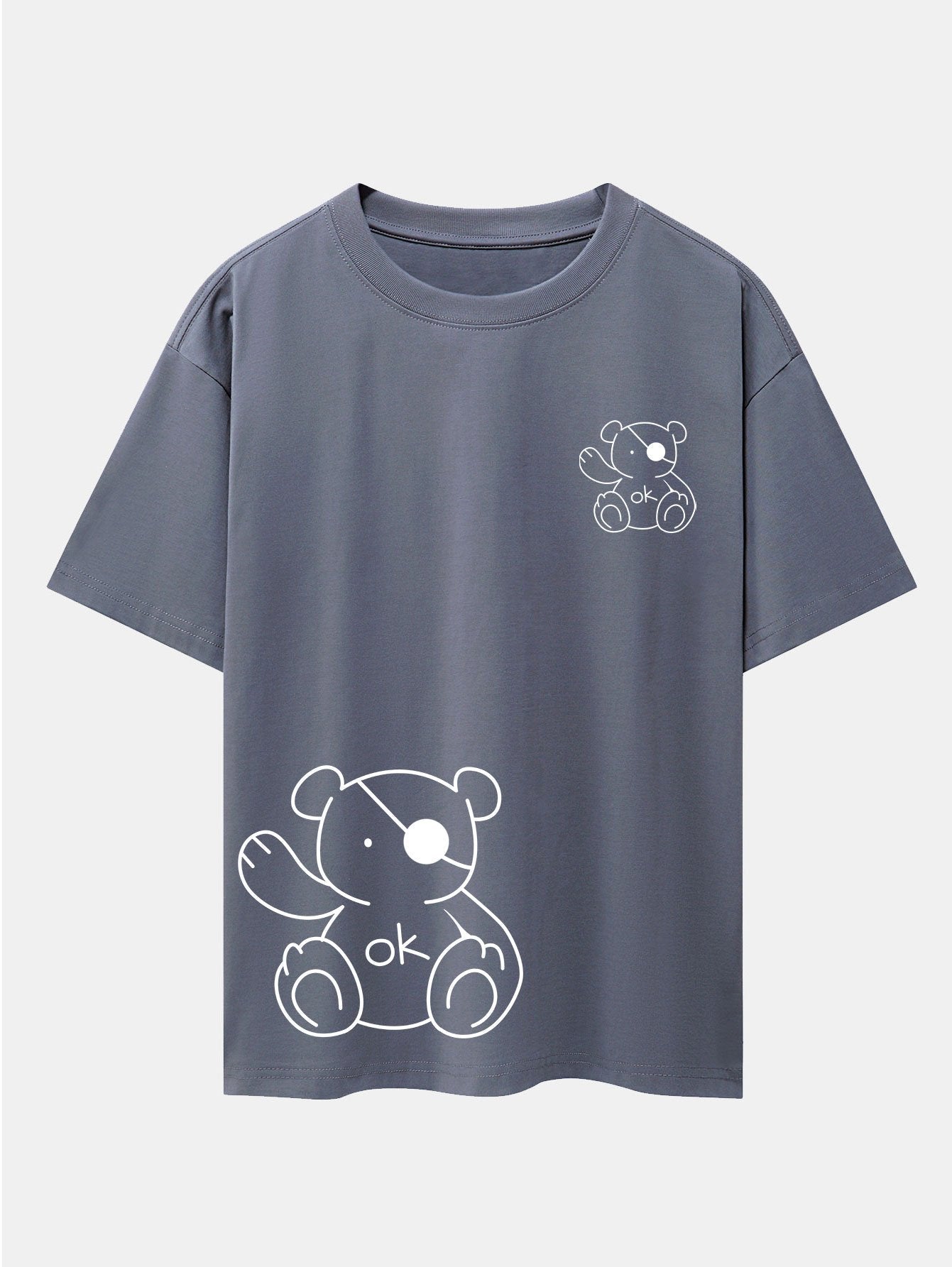 Bear Print Drop Shoulder Oversize T-Shirt