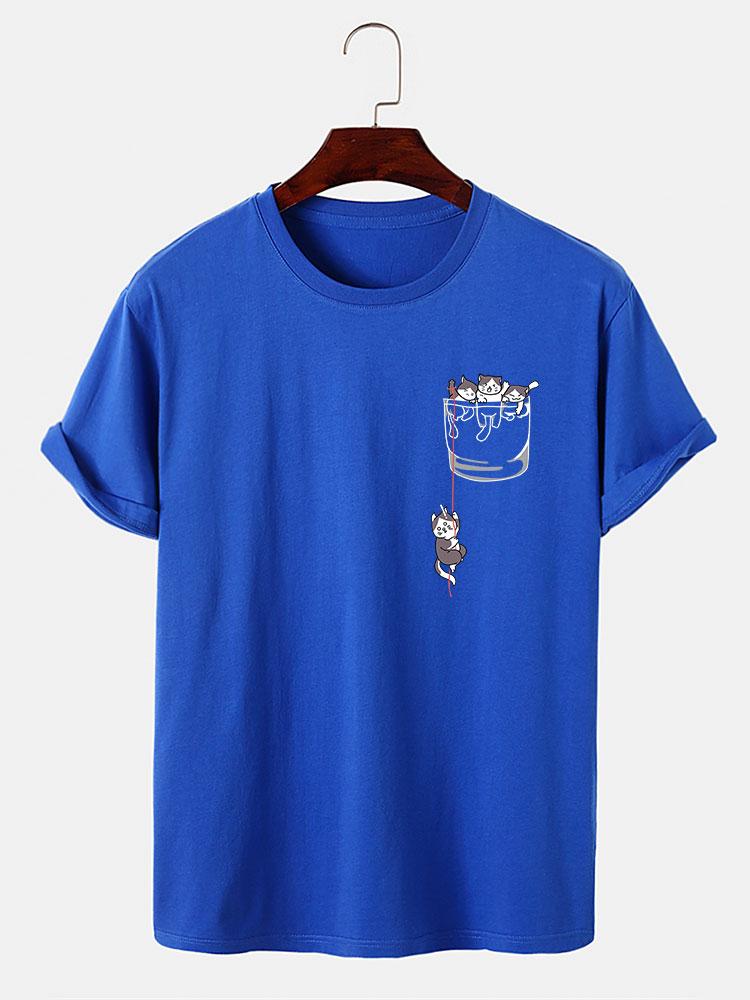 Cat In Pocket Print T-Shirt