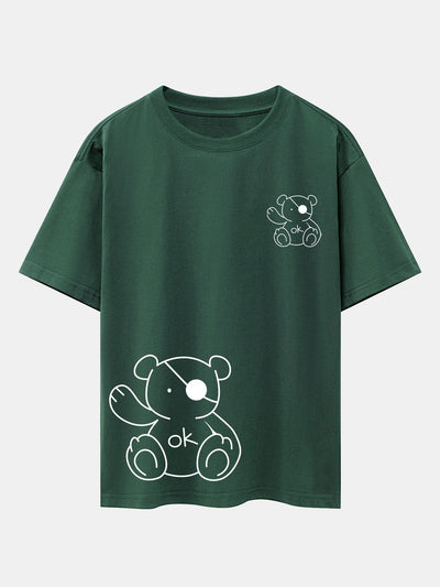 Bear Print Drop Shoulder Oversize T-Shirt