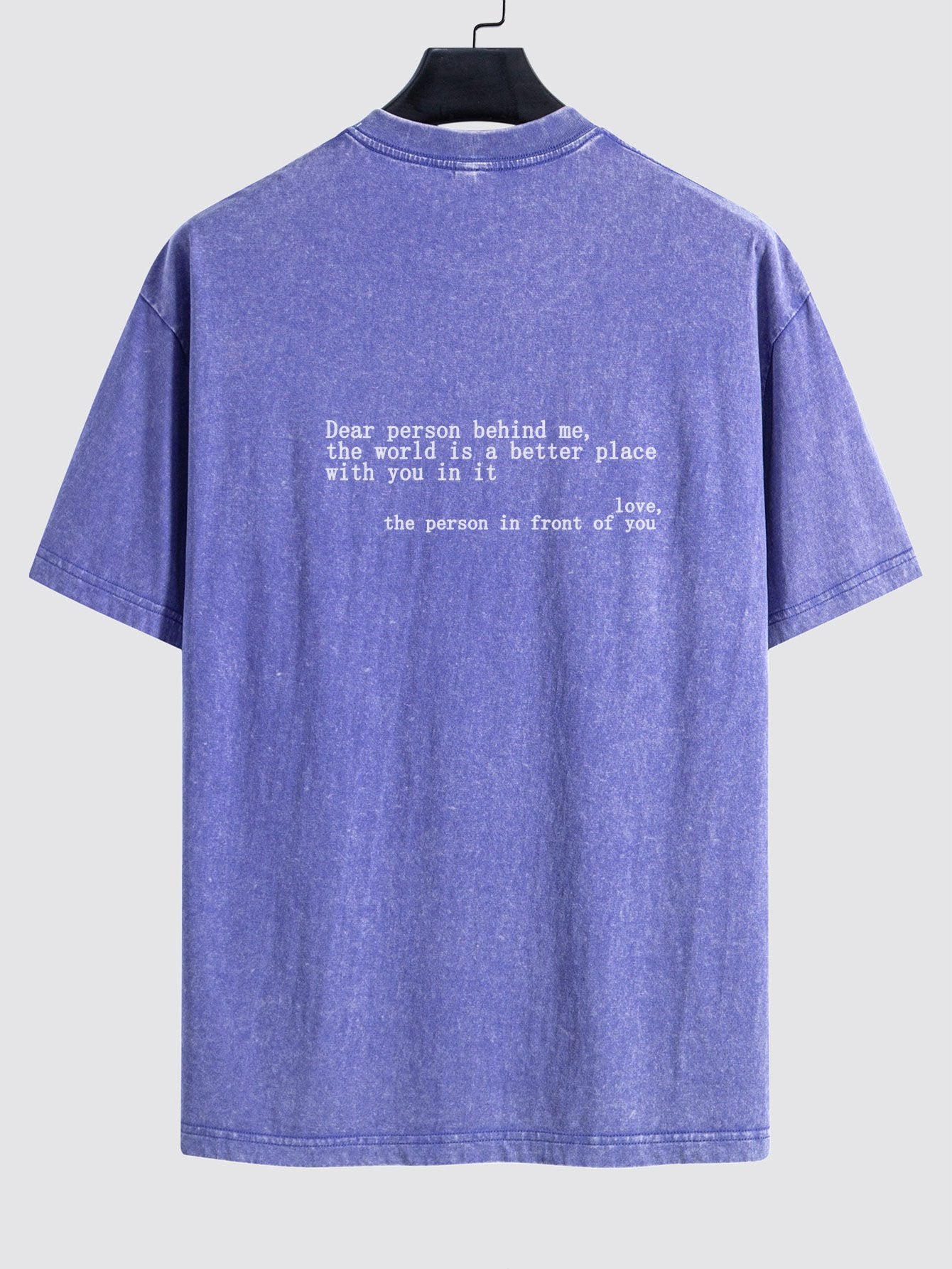 Slogan Print Washed Distressed Drop Shoulder T-Shirt