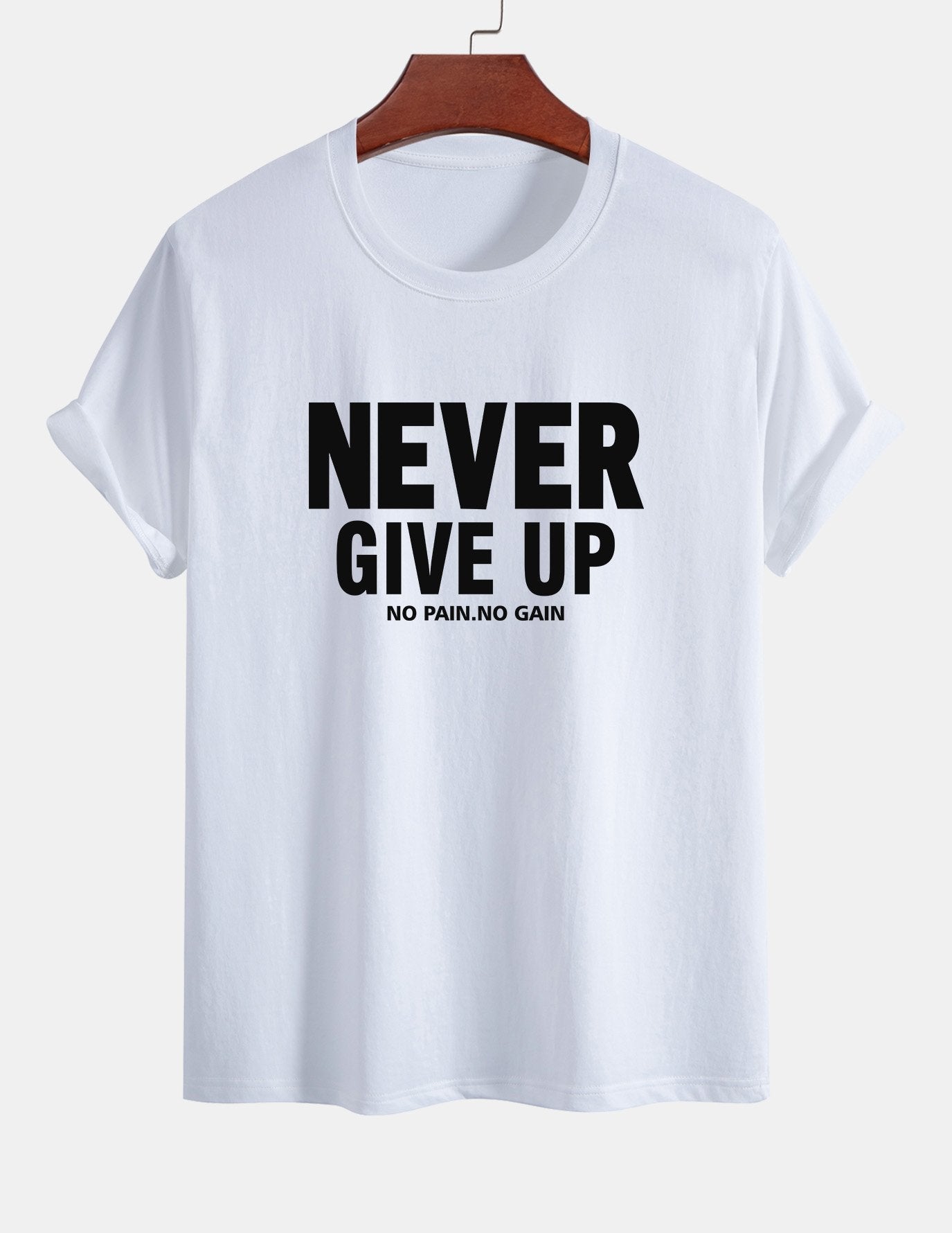 Regular Fit Never Give Up Print Cotton T-Shirt