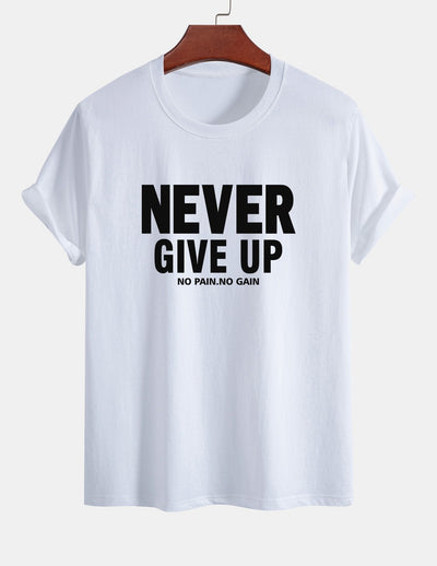 Regular Fit Never Give Up Print Cotton T-Shirt
