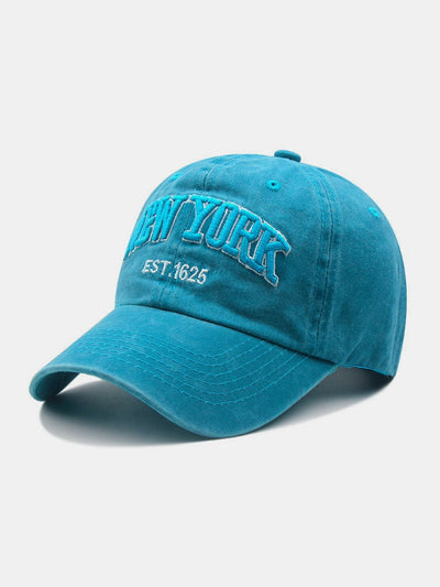 New York Embroidery Washed Distressed Cotton Baseball Cap